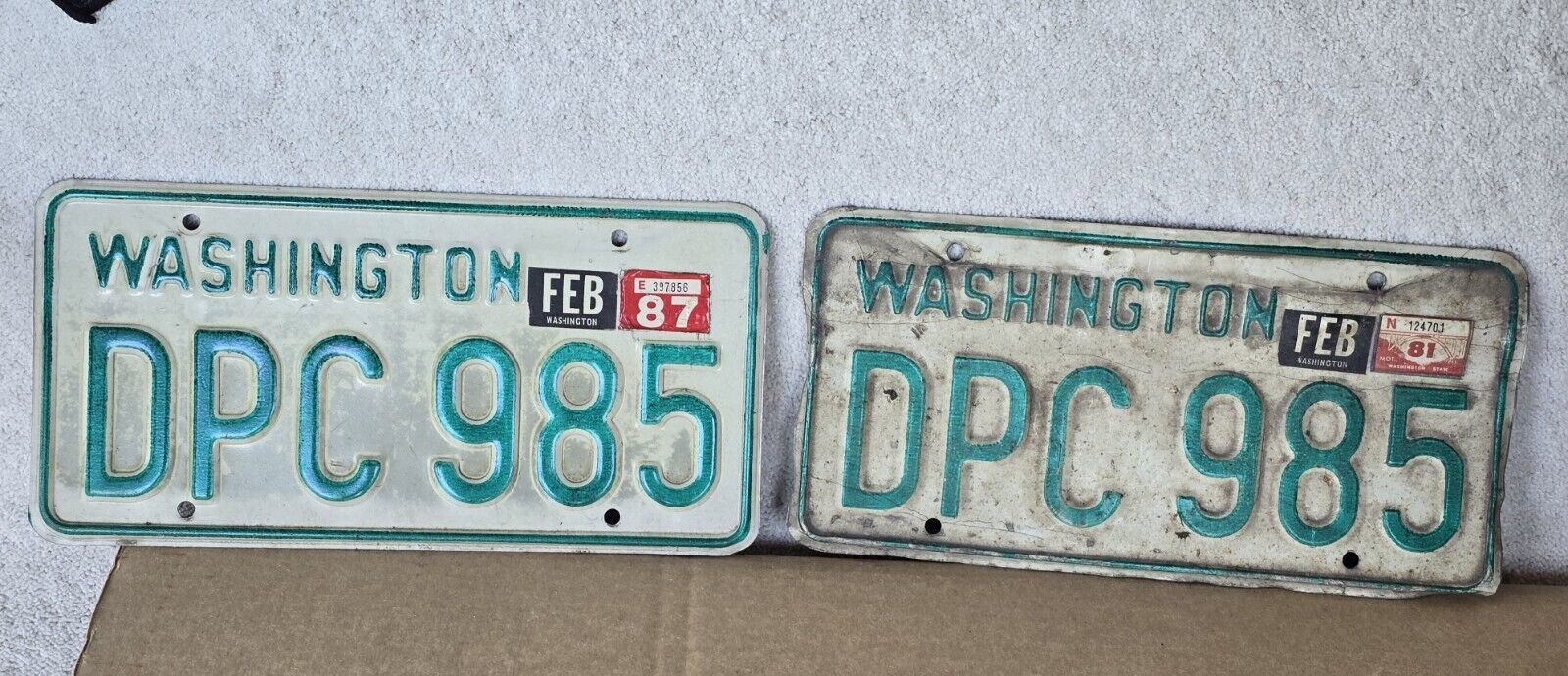 1984 Washington License Plate Pair \