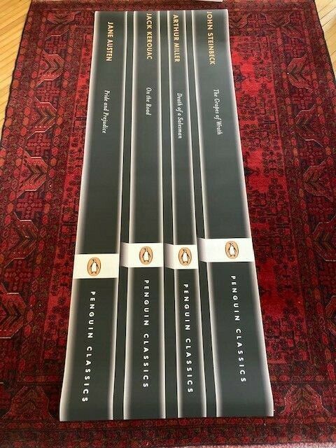 Penguin Classics Poster Spines Steinbeck Miller Kerouac Austen New Rare 90