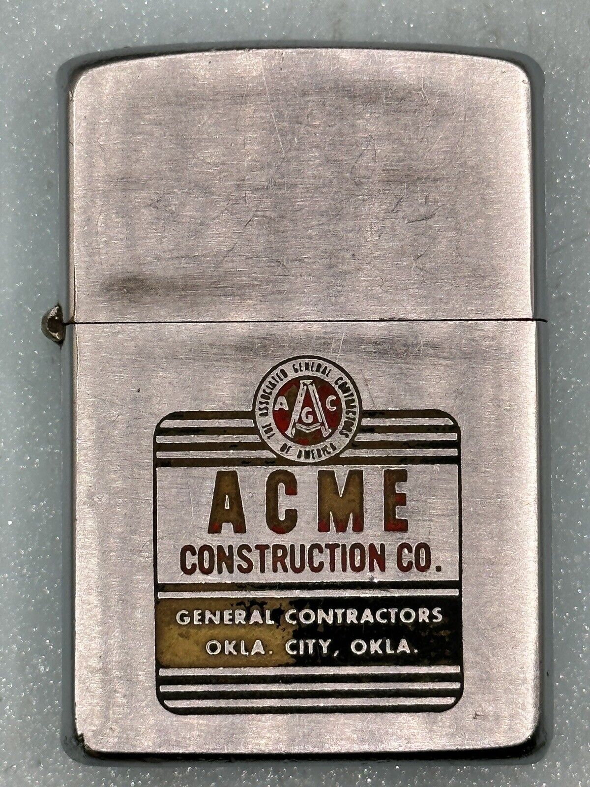 Vintage 1960 Acme Construction Advertising Chrome Zippo Lighter