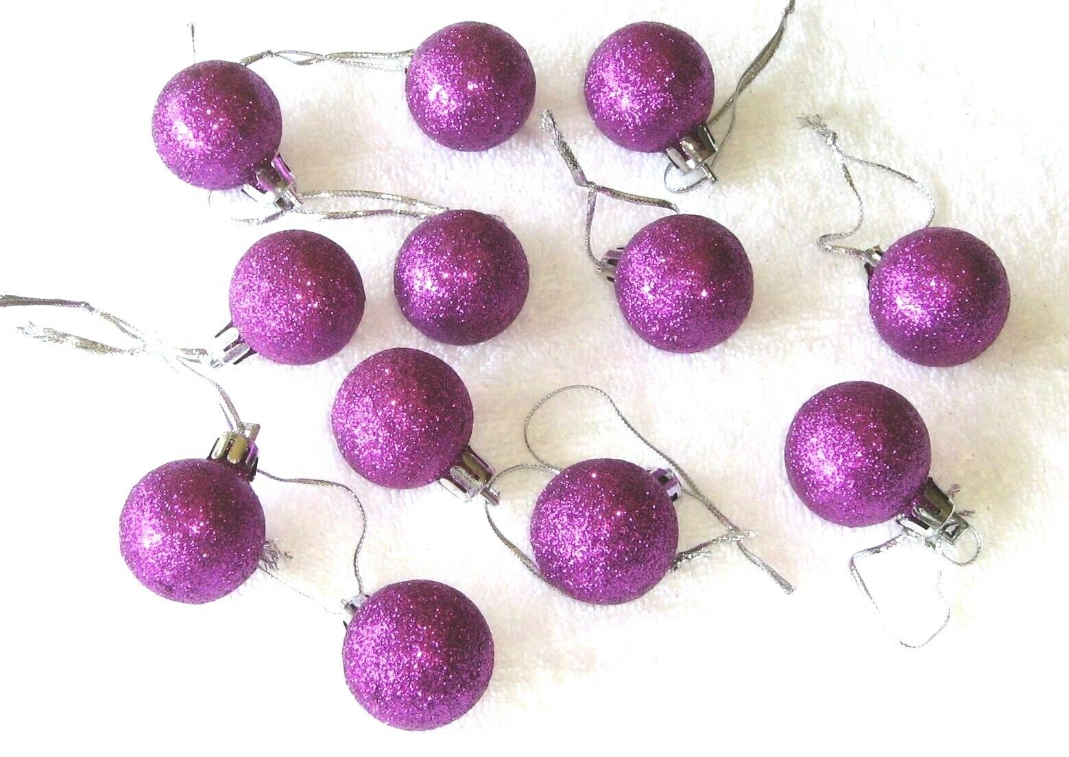 Purple Mini Ornaments Christmas Non Shatter Balls Glitter Miniature Wire Tree