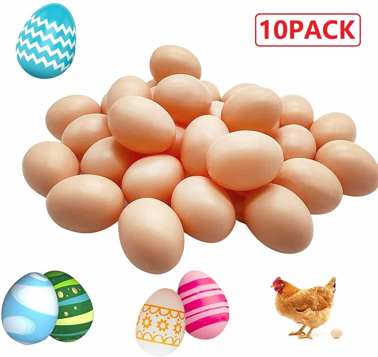 20PCS Plastic Fake Eggs for DIY Easter Eggs Painting Home Party Decor Kids Toys