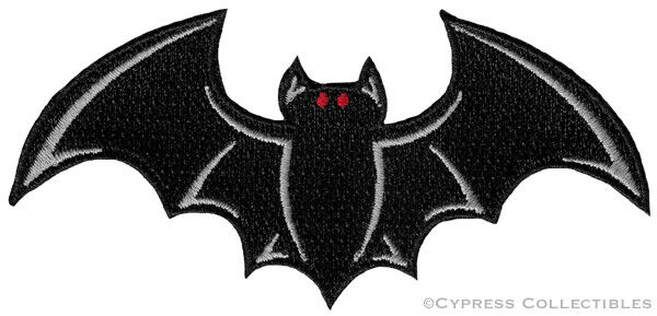 VAMPIRE BAT iron-on PATCH embroidered black HALLOWEEN SOUVENIR APPLIQUE wings