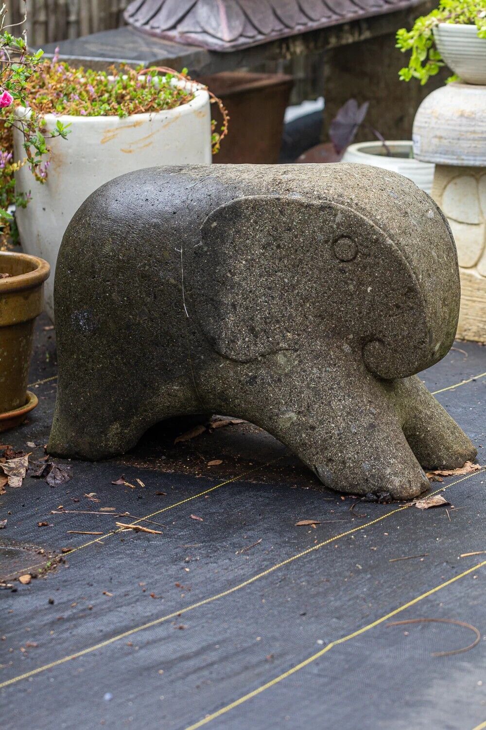 Stylized Elephant Garden Statue and Seat