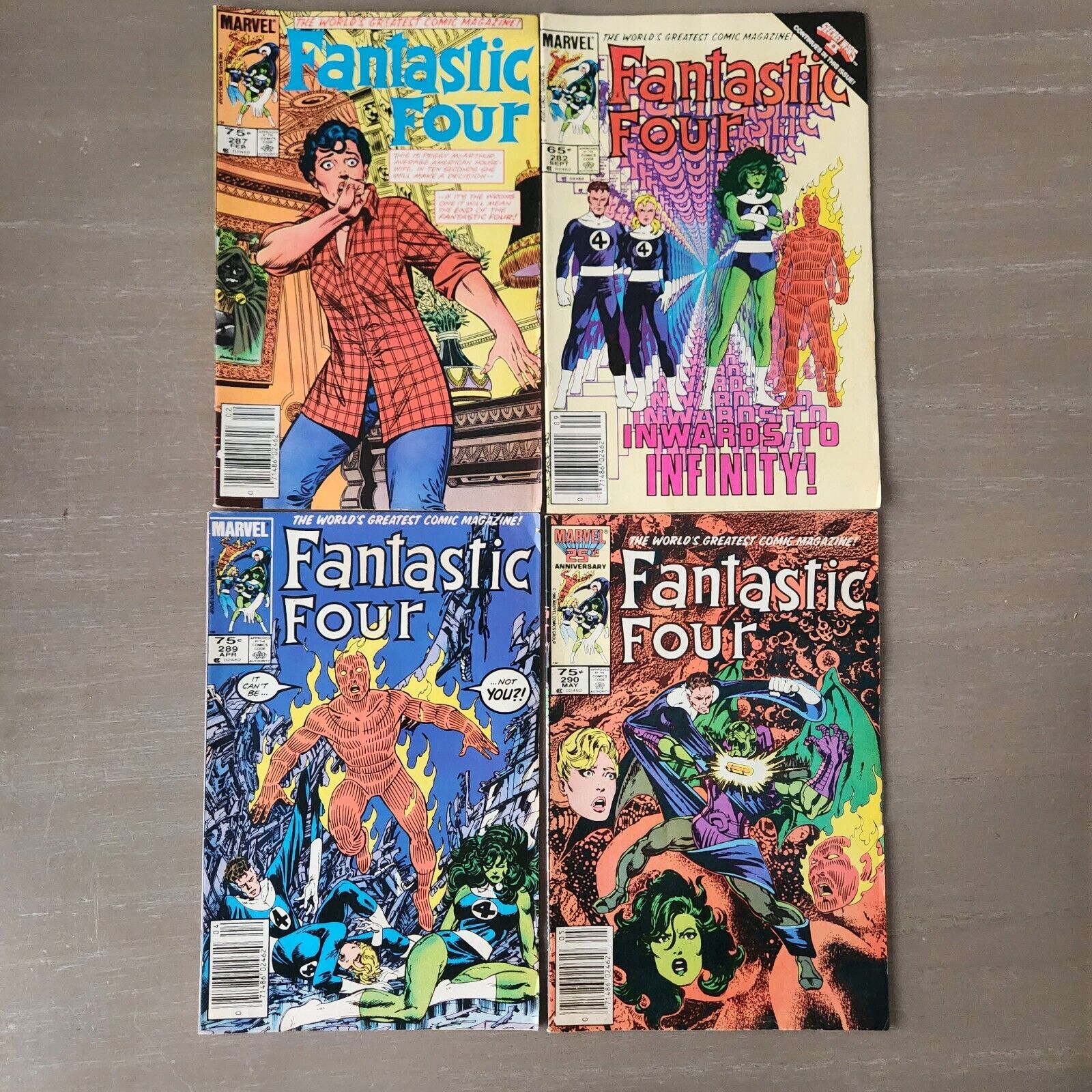 Fantastic Four MARVEL COMIC BOOK LOT OF 4 - COMICS ESTATE - 1985 1986 VINTAGE
