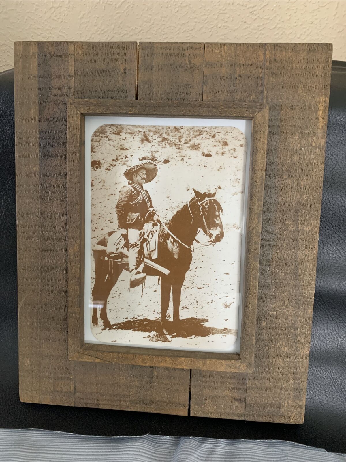 Wooden Frame Of A Postcard Of El General Poncho Villa