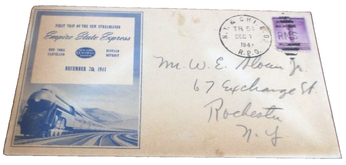 1941 HISTORIC NEW YORK CENTRAL NYC THE EMPIRE STATE EXPRESS PEARL HARBOR DAY G