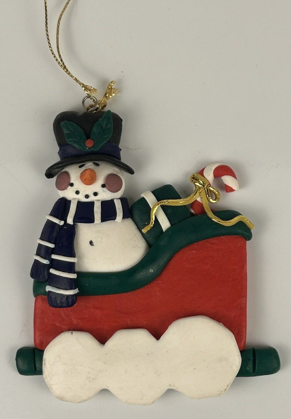 Vintage 1998 Snowman Train Cart Christmas Ornament Holiday Plastic 4\