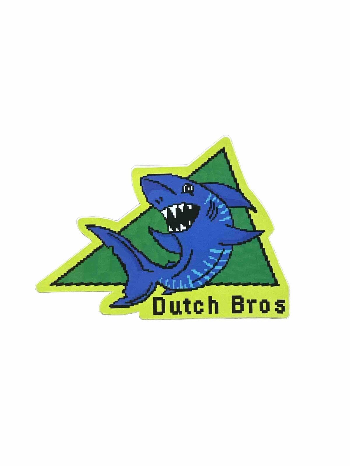 Dutch Bros Sticker Blue Retro Pixel Shark Dutch Dad Father's Day June 2022