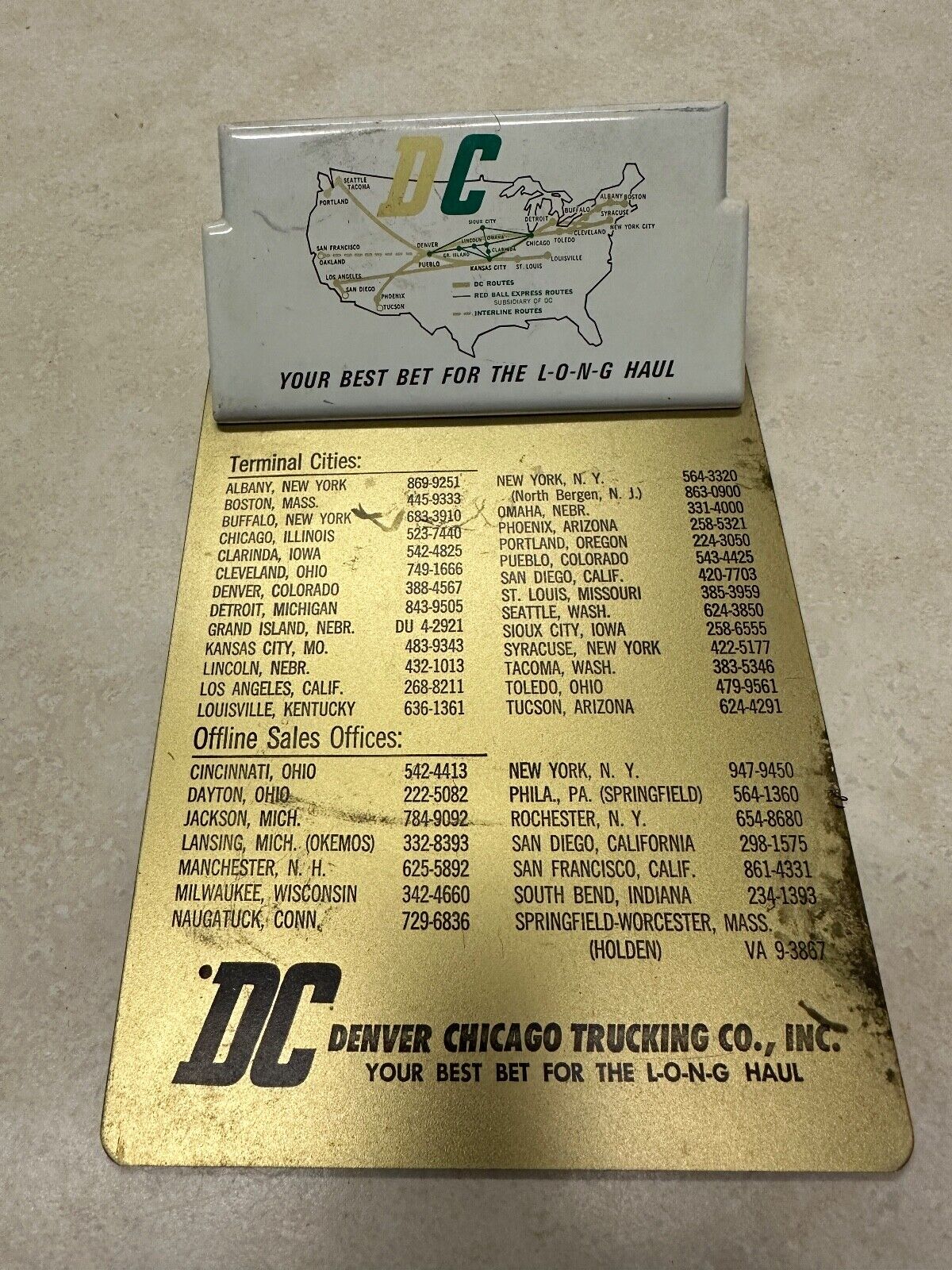 Vintage D-C Denver Chicago Trucking Co Metal Advertising Clipboard