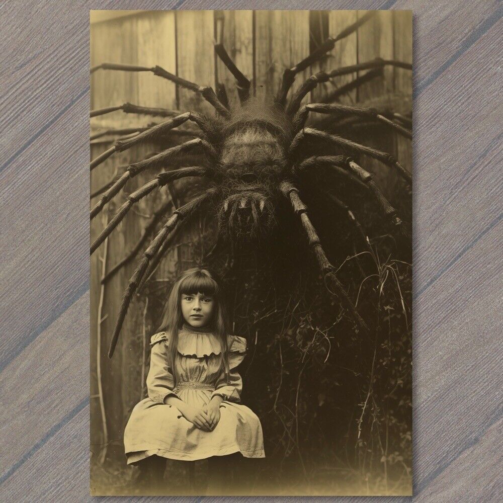 POSTCARD: Unreal Creepy Weird Eerie Spider Young Girl Arachnid Minion 🕷️💀 V