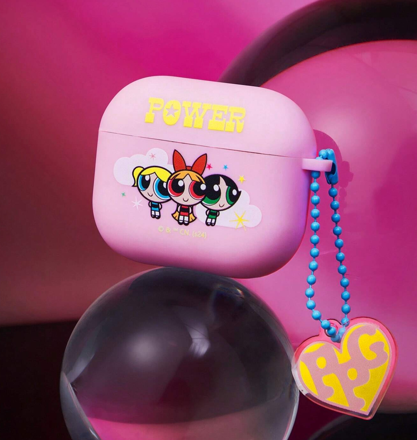 Powerpuff Girls AirPods 3rd Generation Case Keychain Power Light Pink