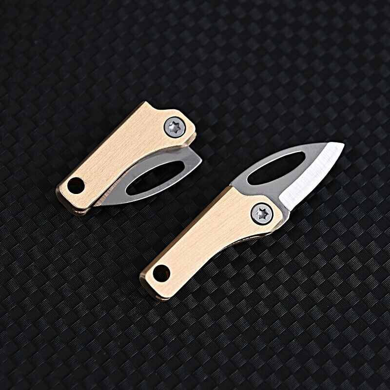 Brass Mini Magnetic Folding Utility Knife Package Cutter Survival Keychain Knife