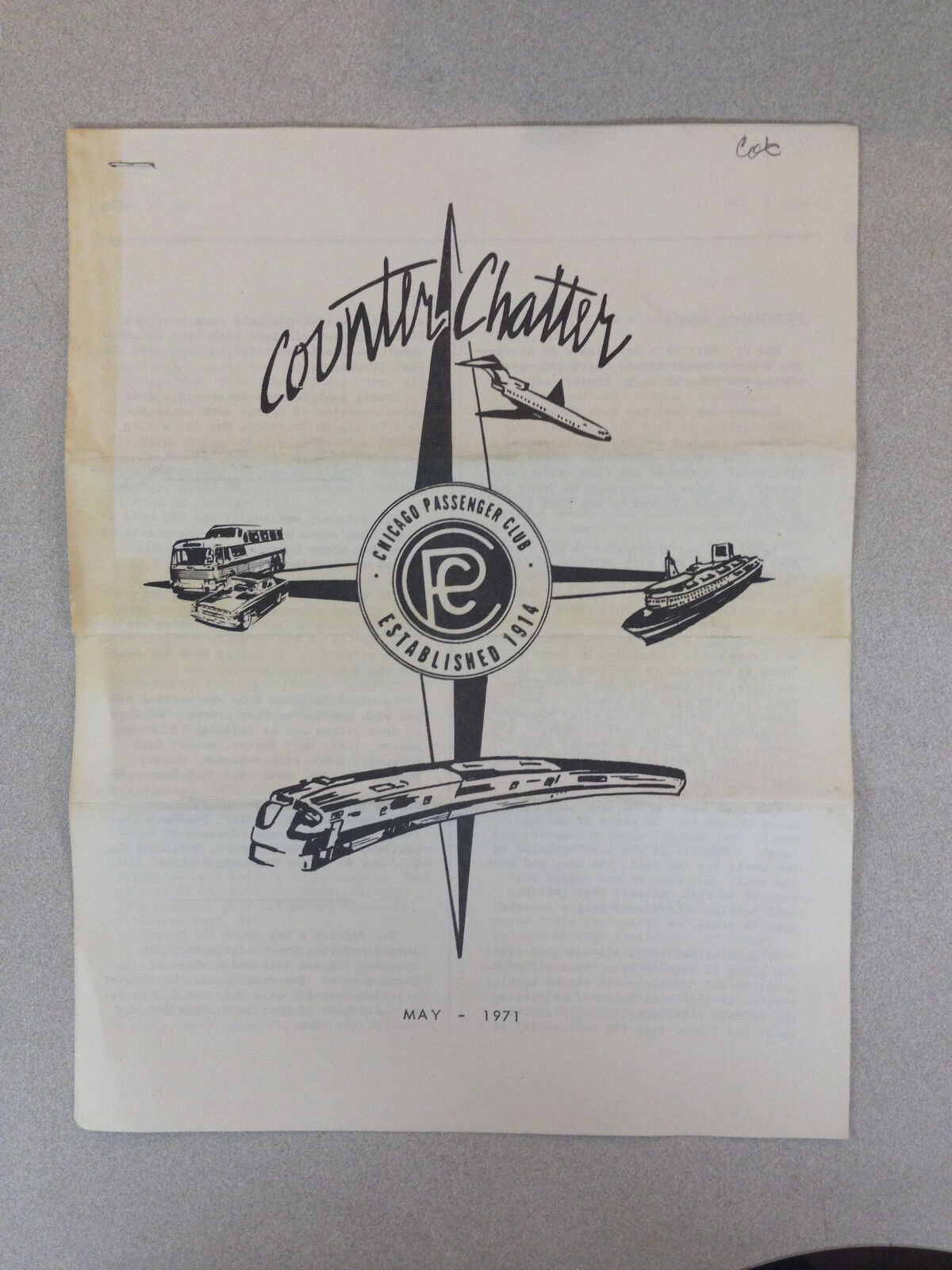 May 1971 Counter Chatter: Chicago Passenger Club Established 1914 Newsletter 