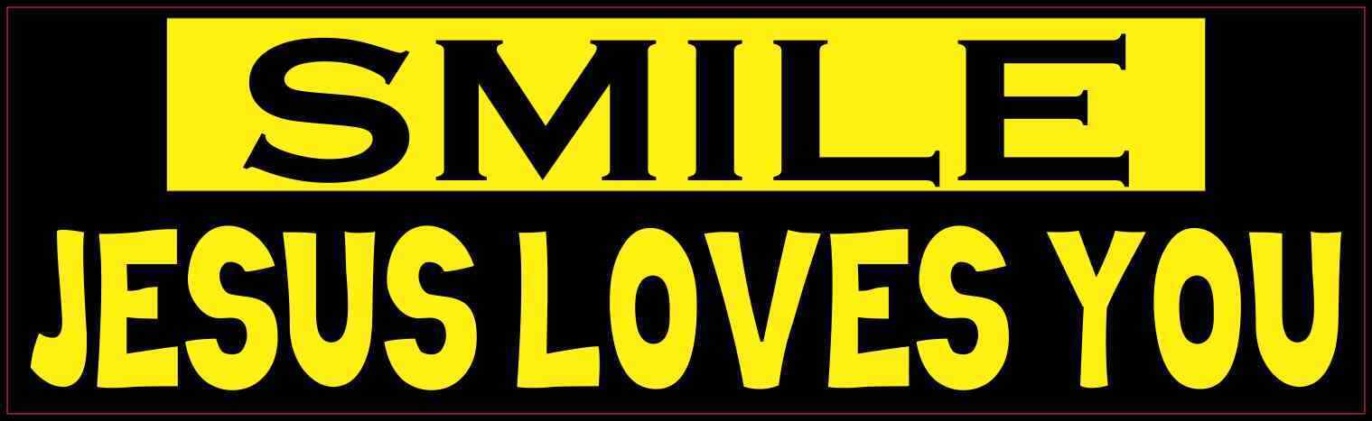 10x3 Yellow Black Smile Jesus Loves You Magnet Car Truck Vehicle Magnetic Sign