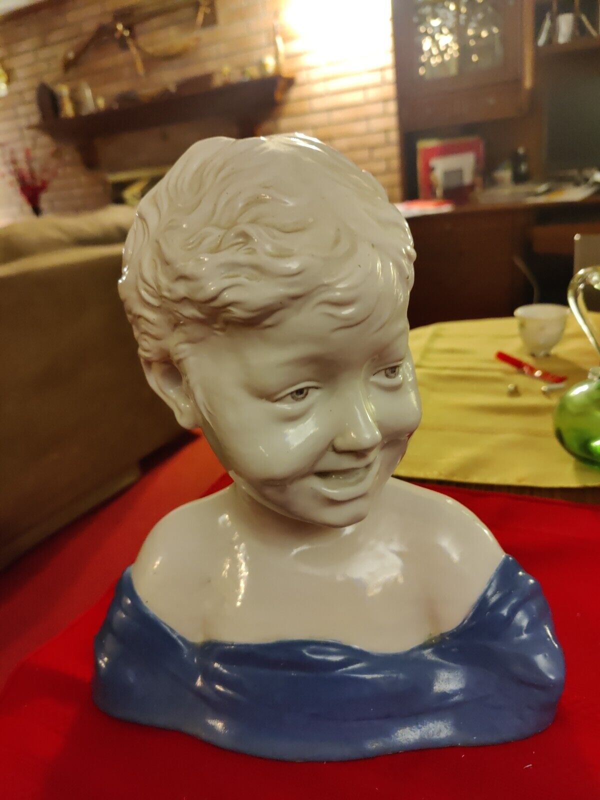 CANTAGALLI GLAZED TERRACOTTA BUST OF A YOUNG GIRL Excellent Condition 