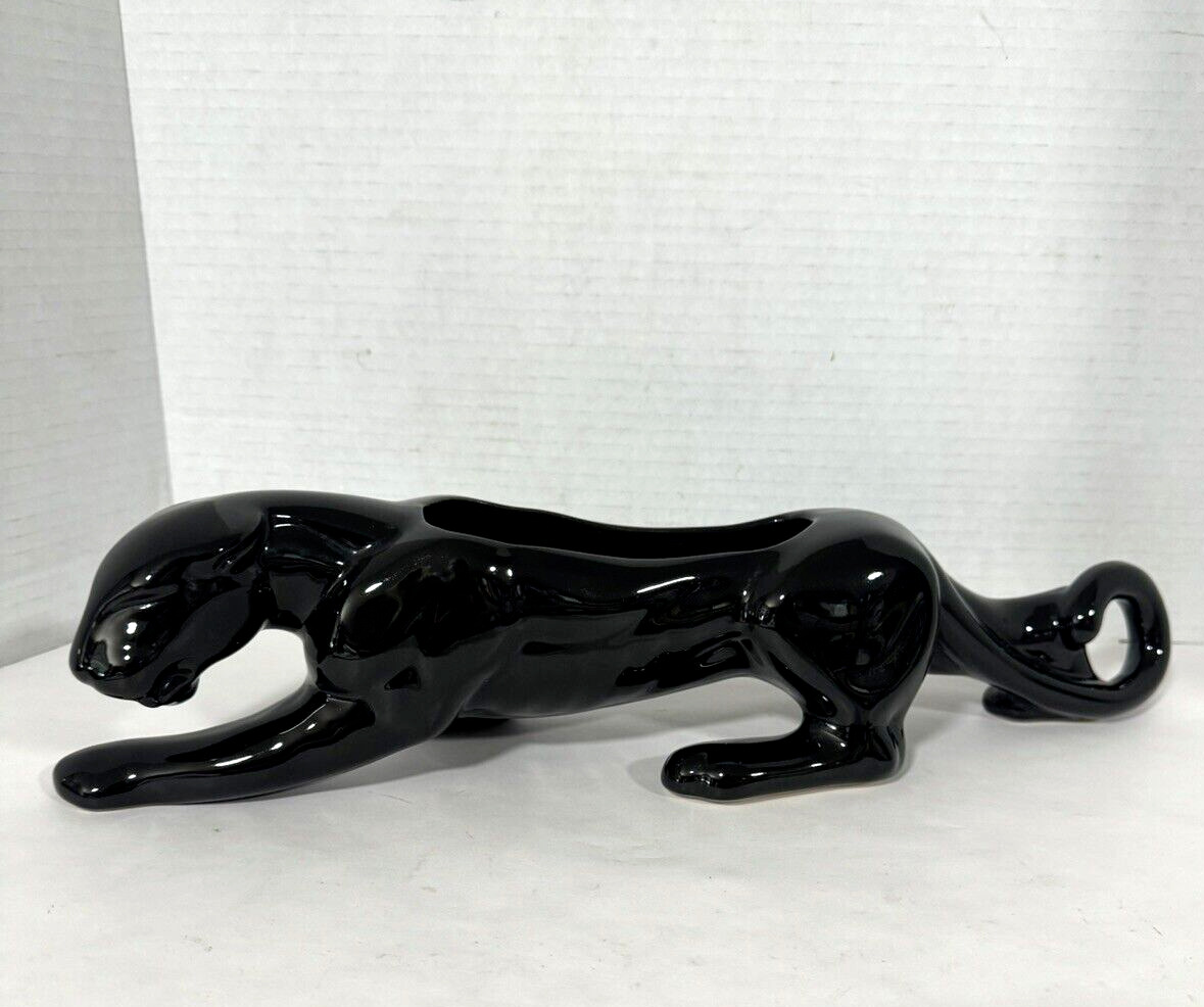 Vintage Ceramic Black Panther Jaguar Planter Vase MCM 50/60\'s Mid Century 15.5\