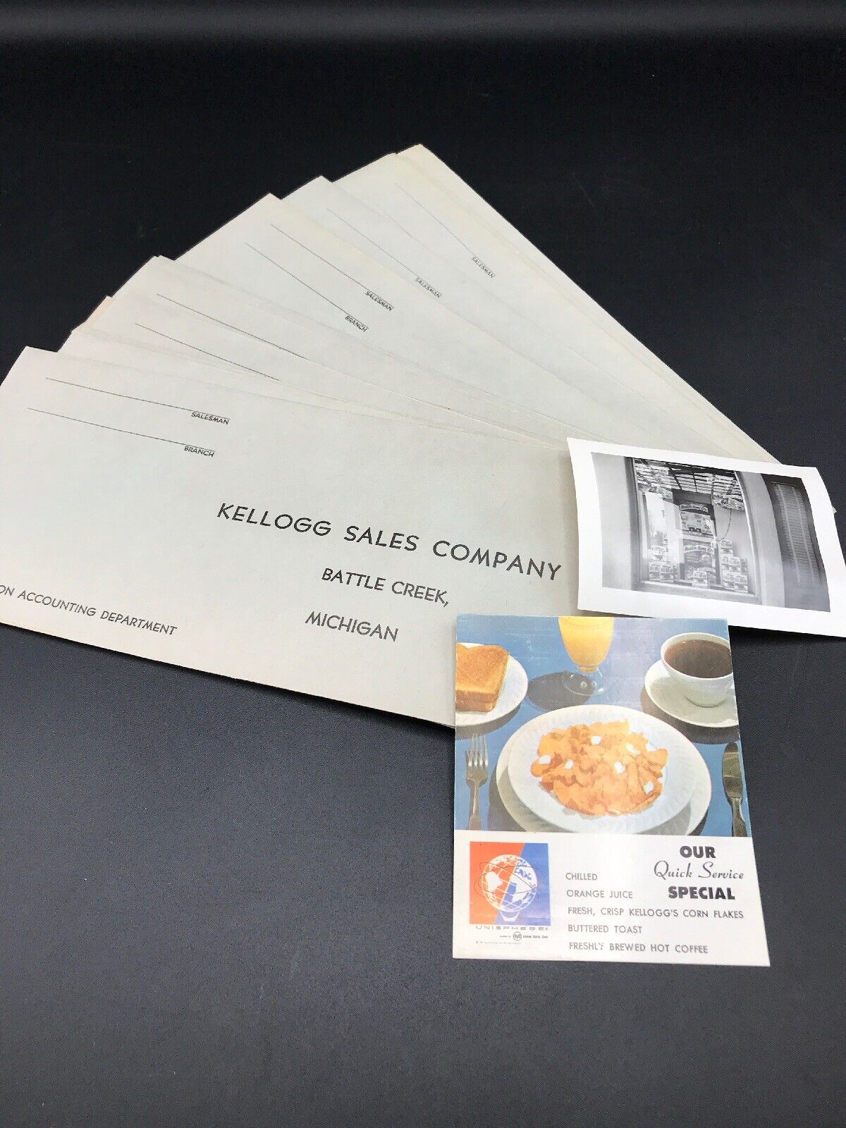 Kellogg\'s Corn Flakes All Bran Cereal Salesman Envelopes Photo Ads 1940s 1950s