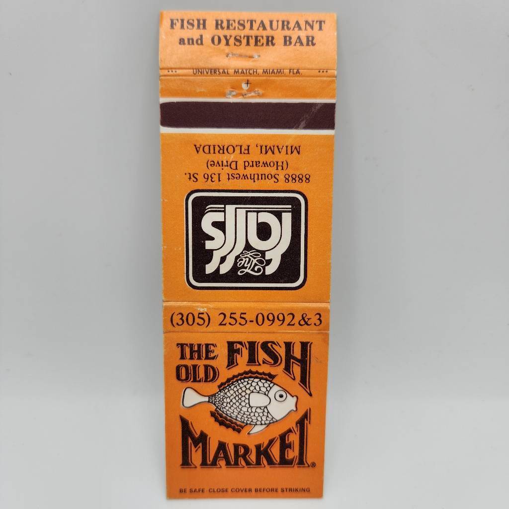 Vintage Matchcover The Old Fish Market Restaurant and Oyster Bar Miami Florida