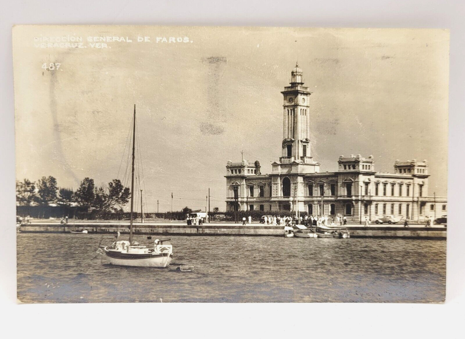 Vera Cruz Veracruz Mexico Lighthouse Waterside RPPC Postcard 1950s Cancel Stamp