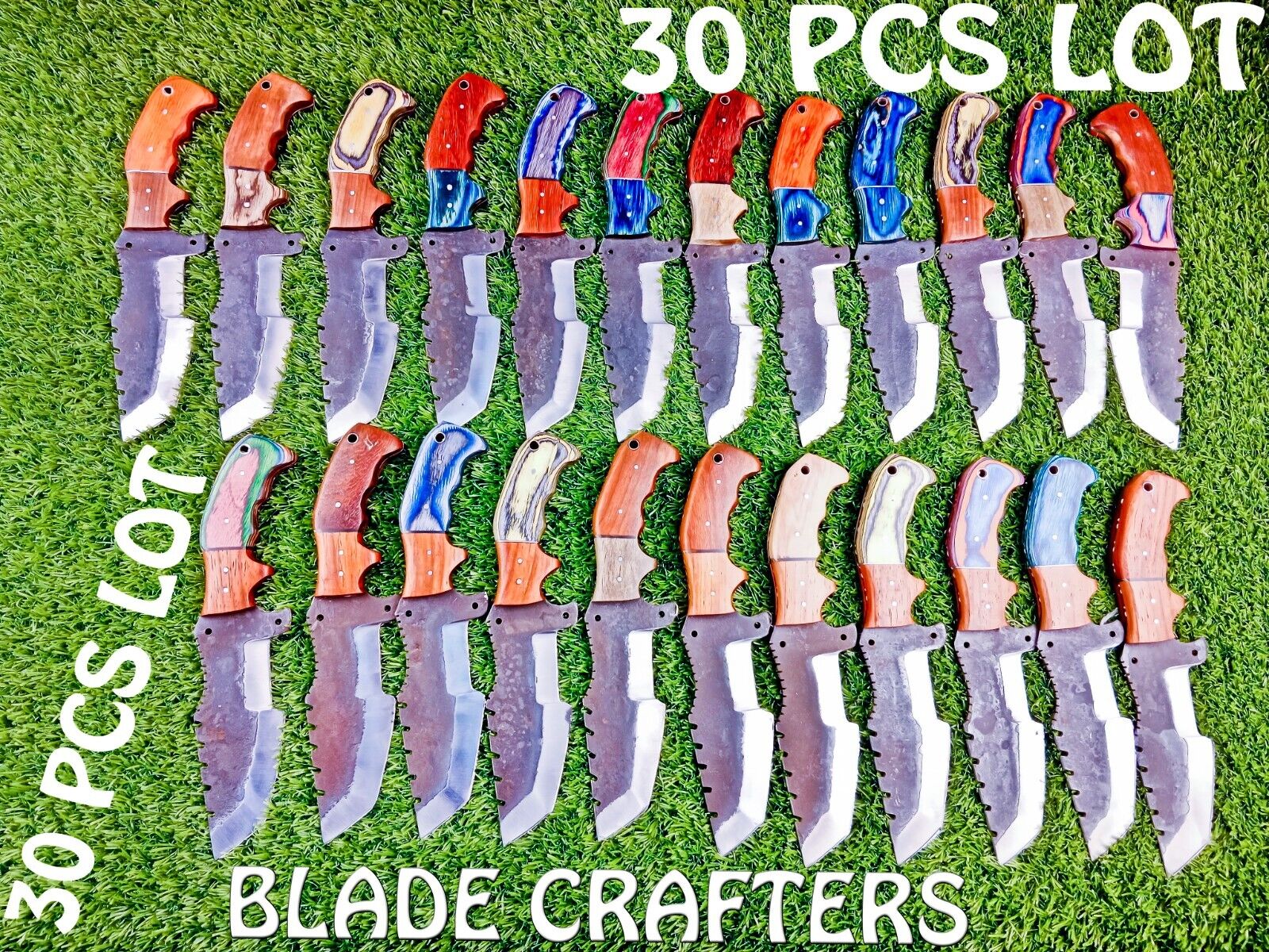 30 PCS LOT, HAND FORGED RAILROAD SPIKE CARBON STEEL BLADE TRACKER HUNTING KNIVES
