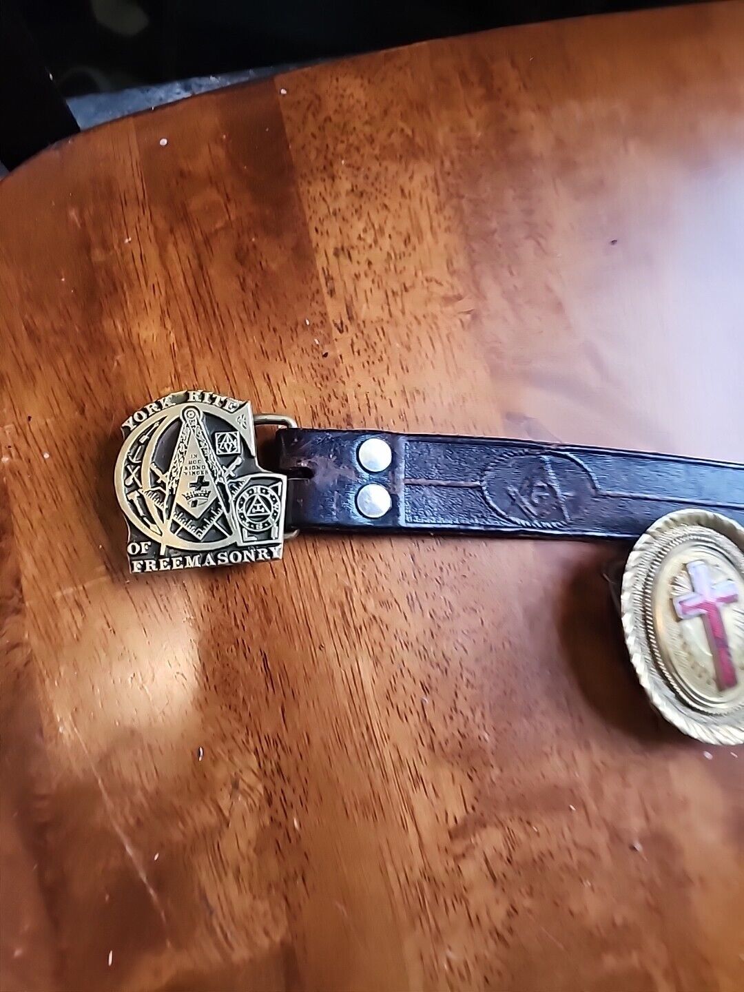 Vintage York Rite & Masonic Mason Solid Brass Made In USA Belt Buckles &Belt