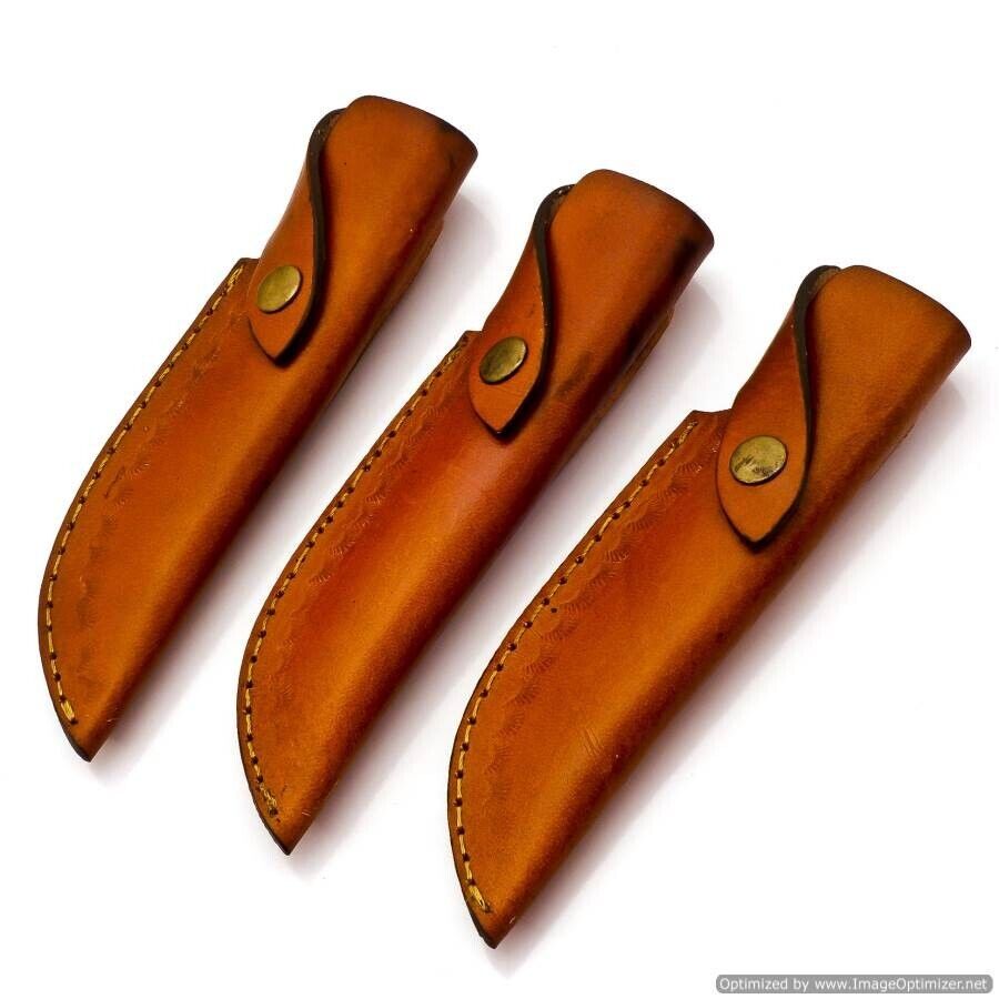 LOT OF 3 Custom Handmade Vertical Knife Leather Sheaths For Right Handed Person