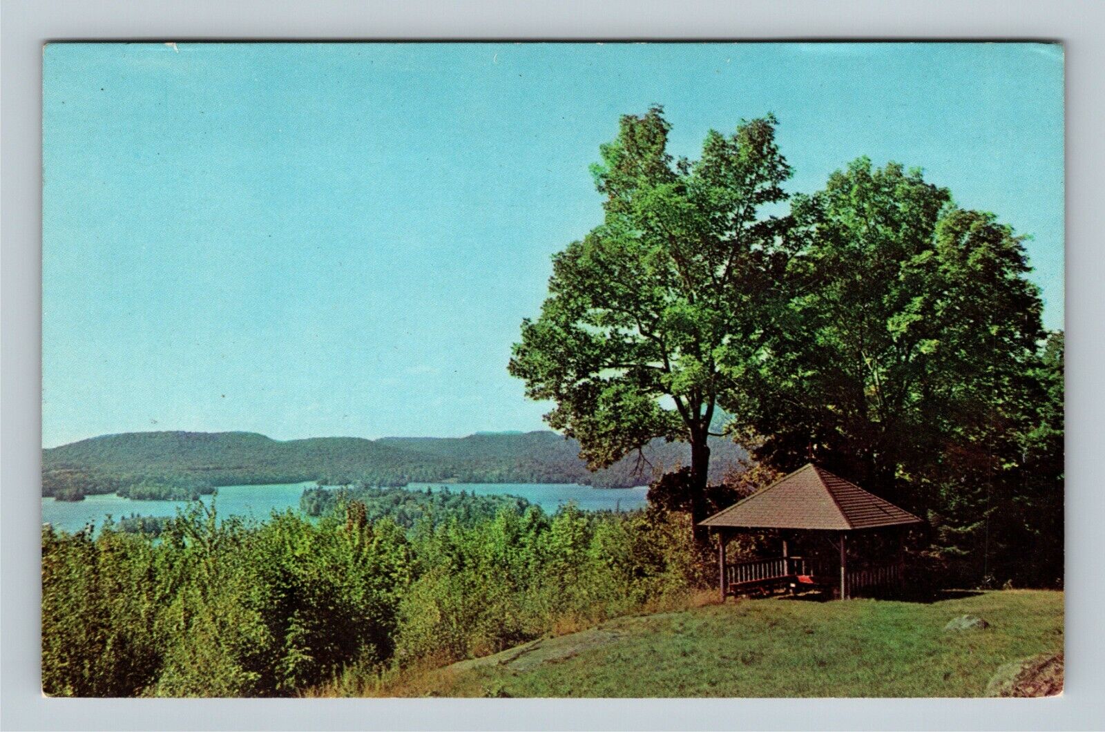 Blue Mountain Lake, Adirondack Museum Scenic View, Chrome New York Postcard