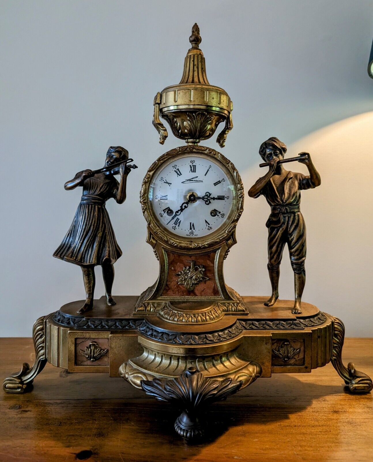 Antique Franz Hermle Lancini Mantle Clock 8- Day Imperial Gilt FHS Movement