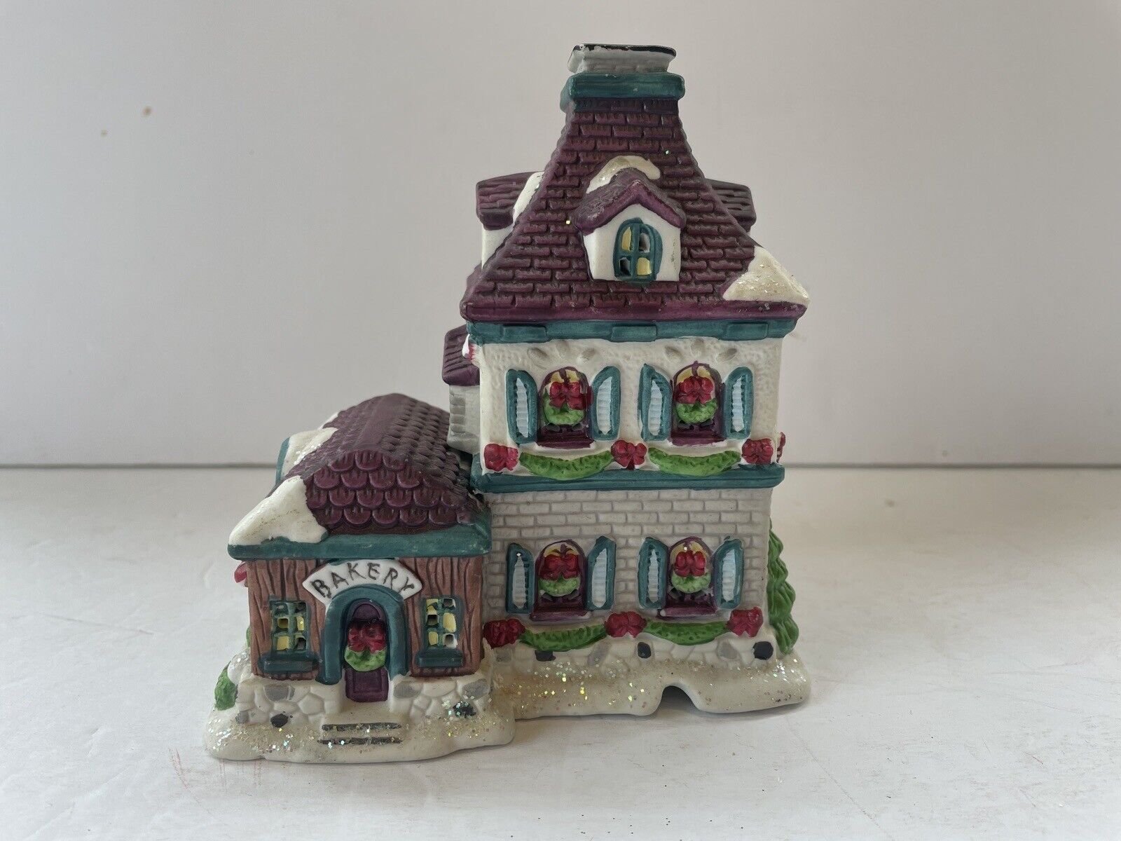 Vtg Christmas Village Trim A Home Bayberry Village Bakery & Physician Building