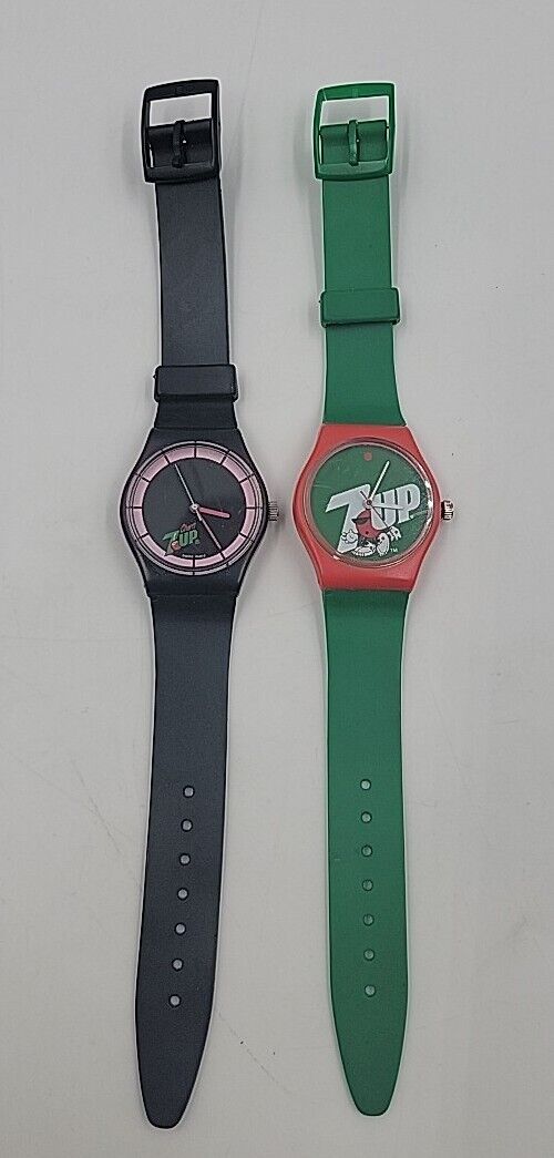 Vintage 90s Cherry 7 Up & 7 Up Watches  Good Condition Retro Advertising Rare