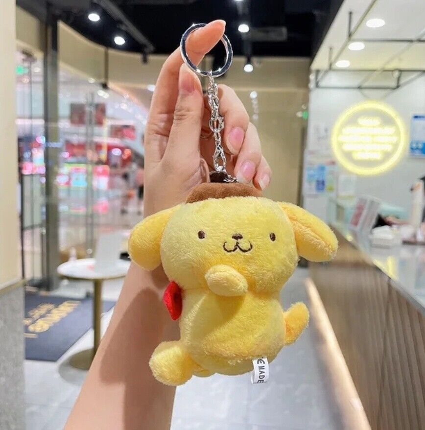 Sanrio Pompompurin Plush Doll Keychain Cartoon Soft Stuffed Plushies Key Ring