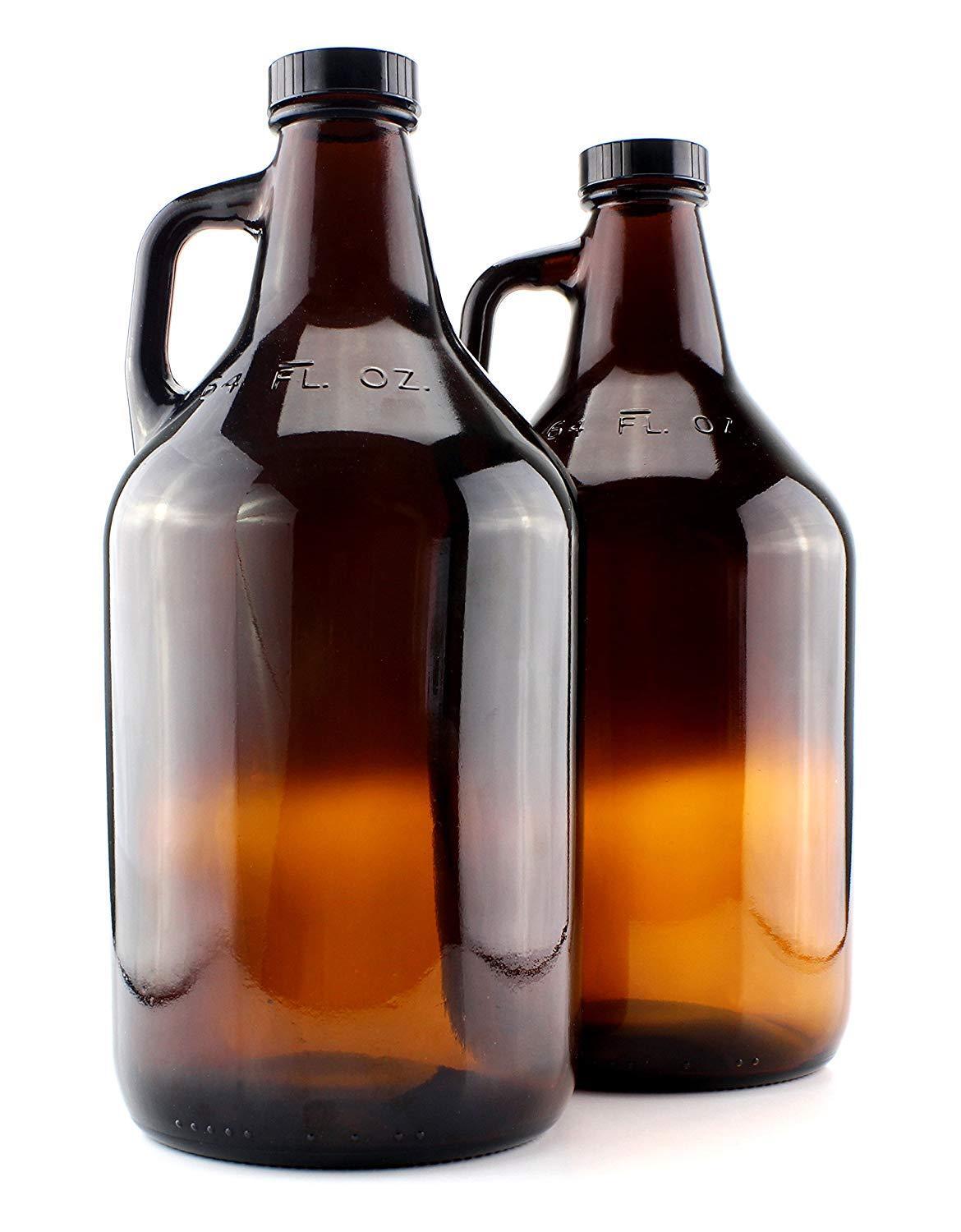 64 Oz Amber Growler with Poly Seal Lid (Pack of 2)