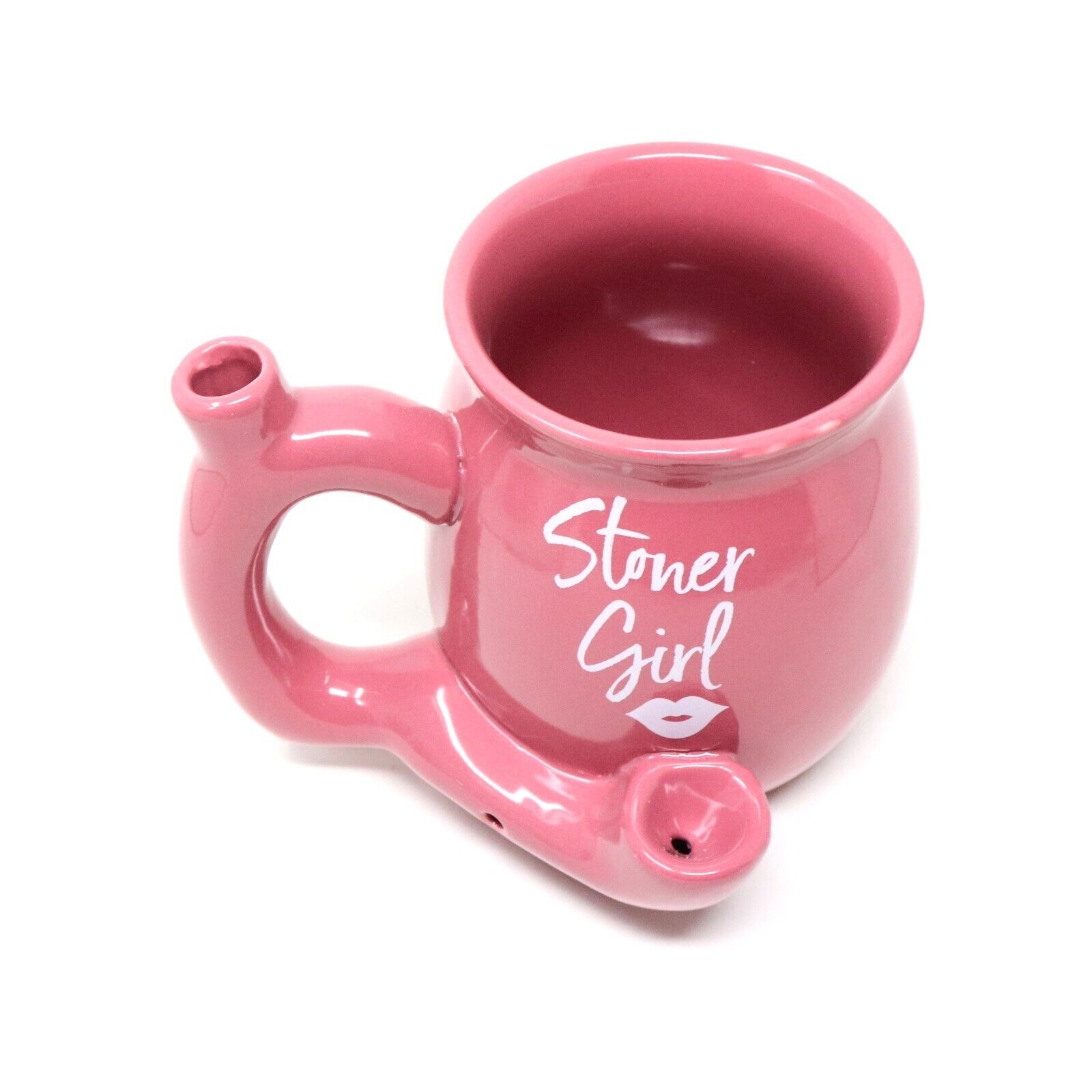 Wake and Bake Stoner Girl's Hot Pink Ceramic Coffee Tea Pipe Mug - R1