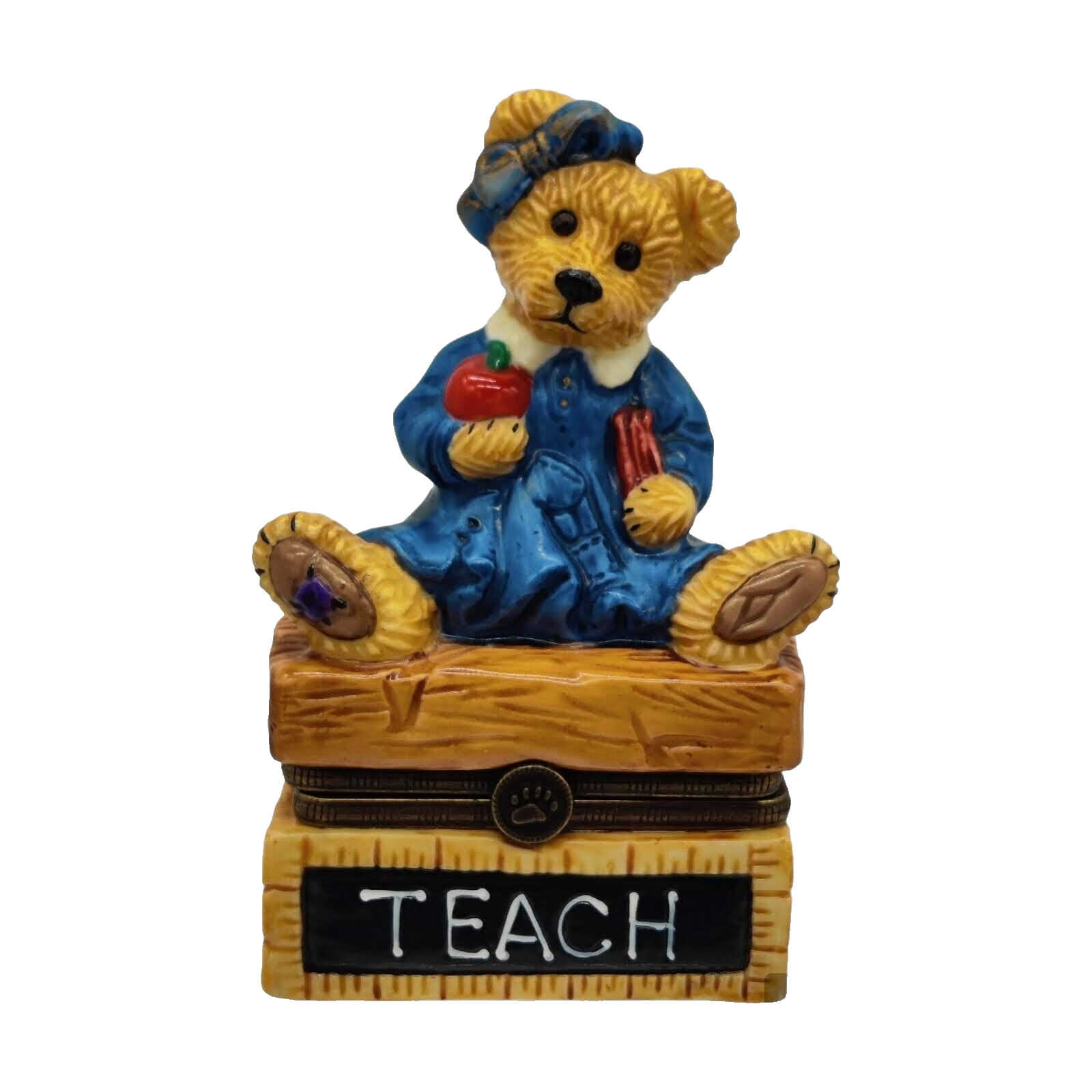 Boyds Bear Bearware Pottery Hinged Trinket Box Ms Bruin Teacher Bear #73/384