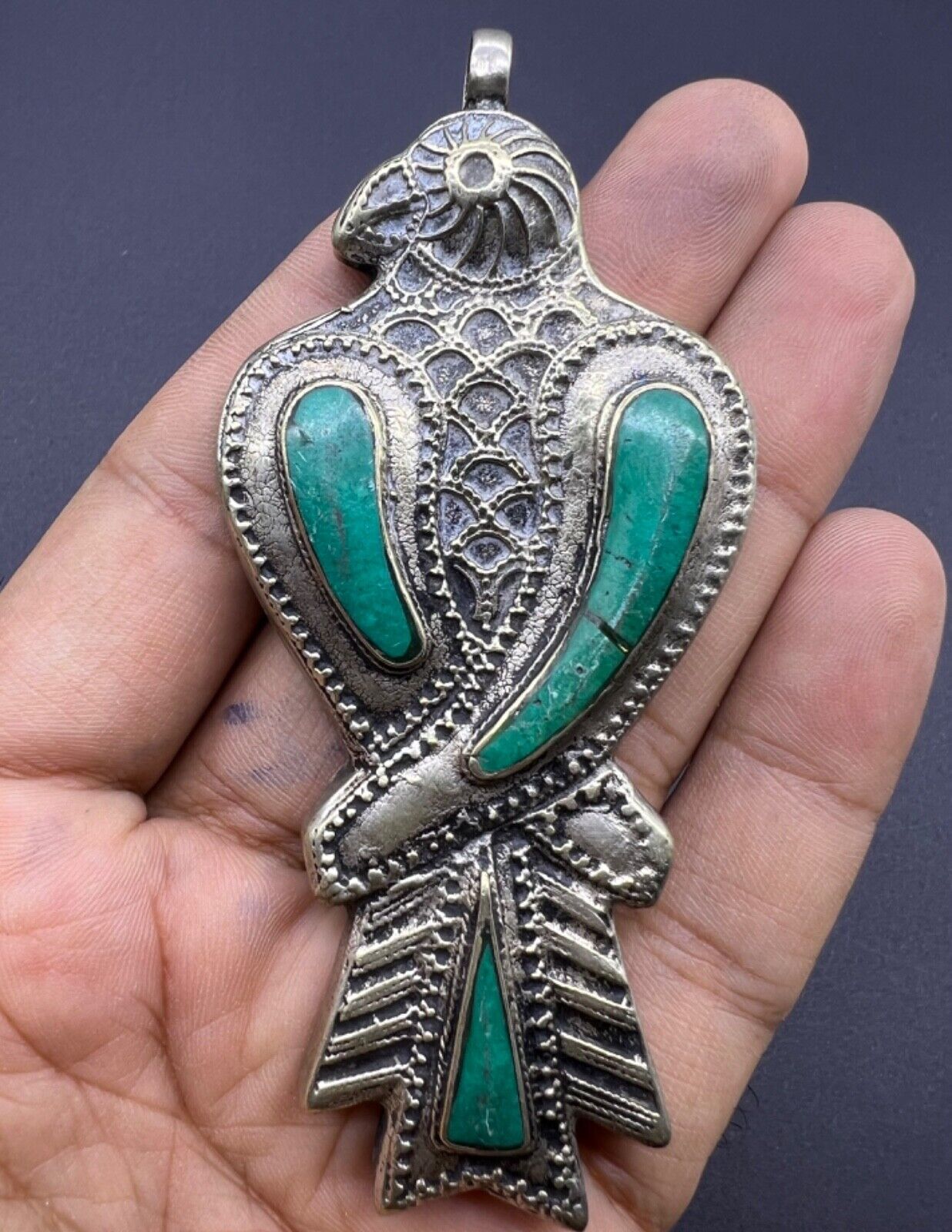 Beautiful Old Islamic Vintage Jewelries A Bird With Natural Torques Silver Penda