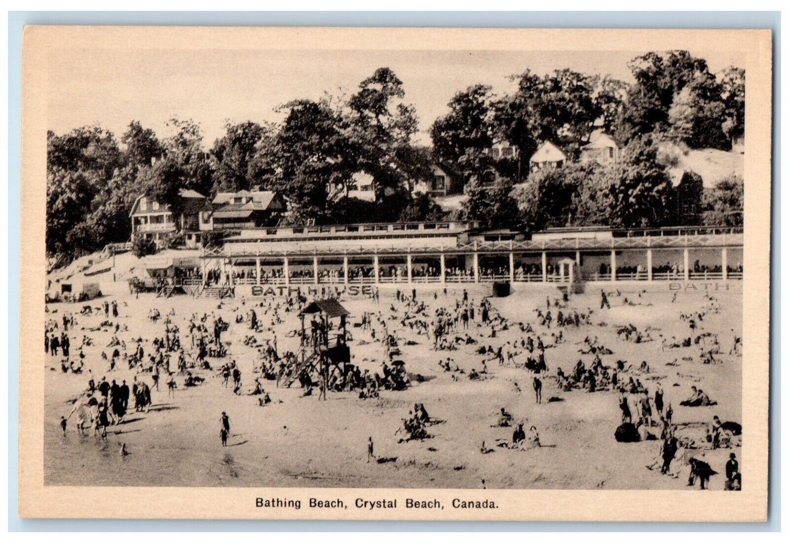 1940 Bathing Beach Crystal Beach Swimming Scene Ontario Canada Vintage Postcard
