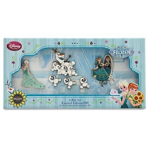 LE 800 Frozen Fever Elsa Olaf Princess Anna Disney Store Boxed Limited Pin Set