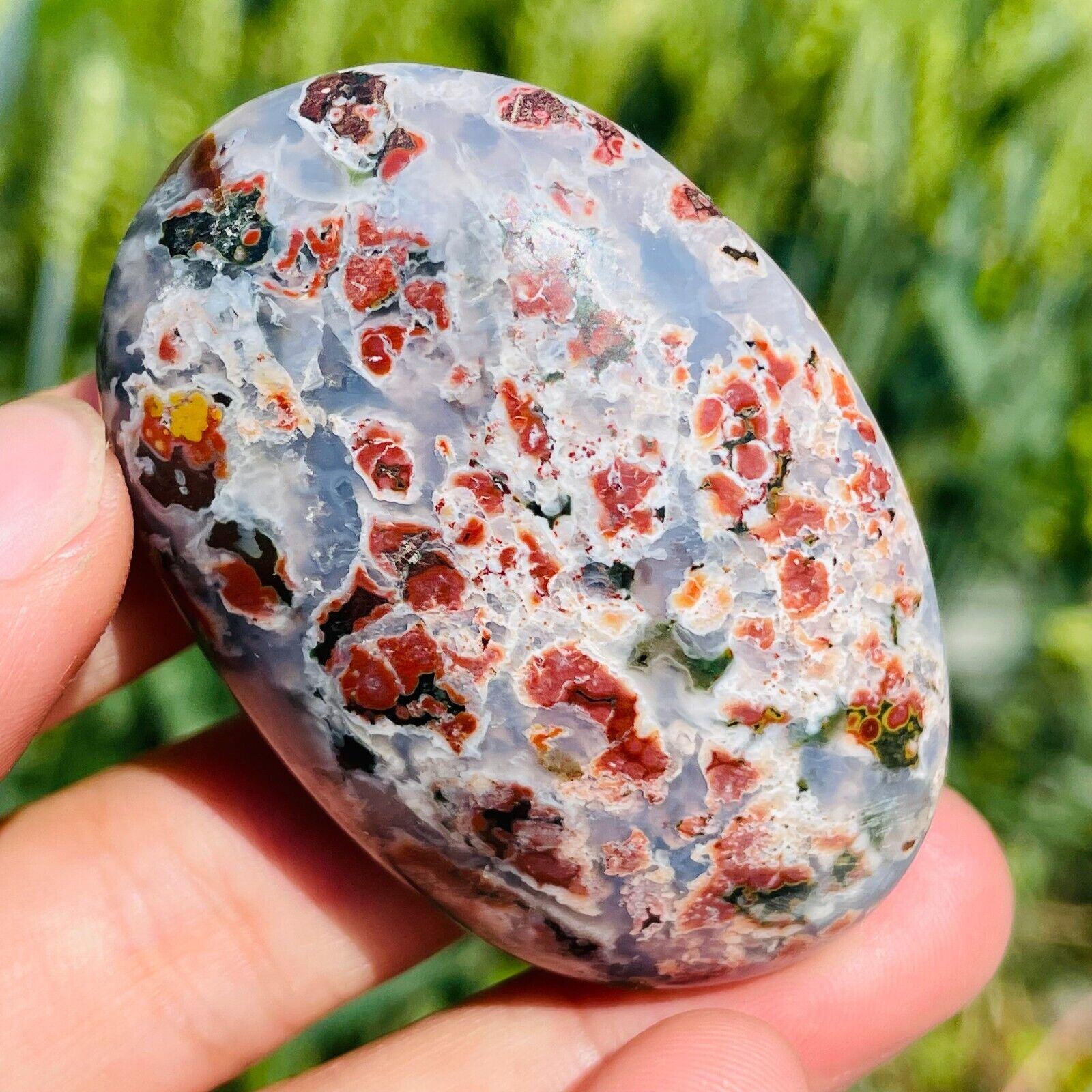 76g Natural Colourful Ocean Jasper Crystal Polished Palm stone Specimen Healing