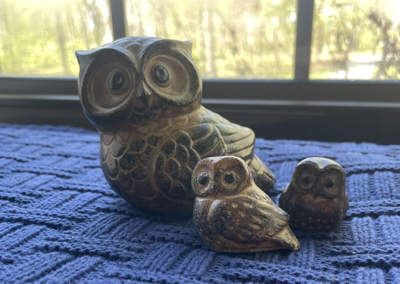 Vintage INARCO Owl Figurine E-4960 Brown Horned Textured Stoneware Pottery Cute