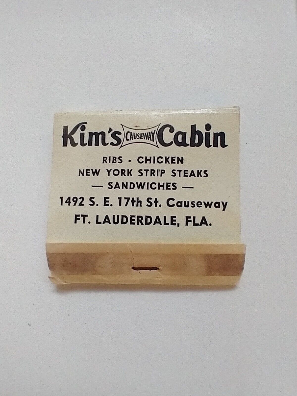 Vintage Kim\'s Causeway Cabin Matchbook Unused Ft. Lauderdale Fla.
