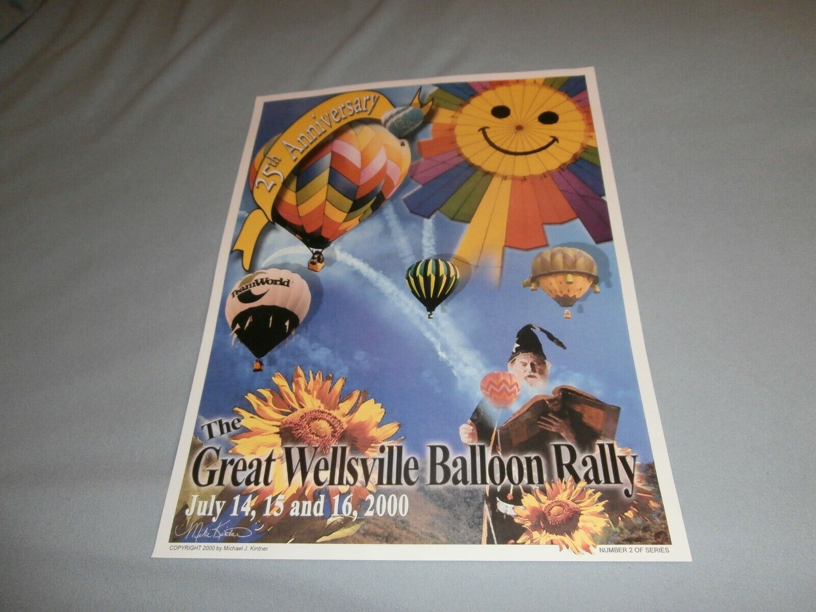 Vintage 2000 Great Wellsville Balloon Rally NY Poster Mike Michael Kintner 