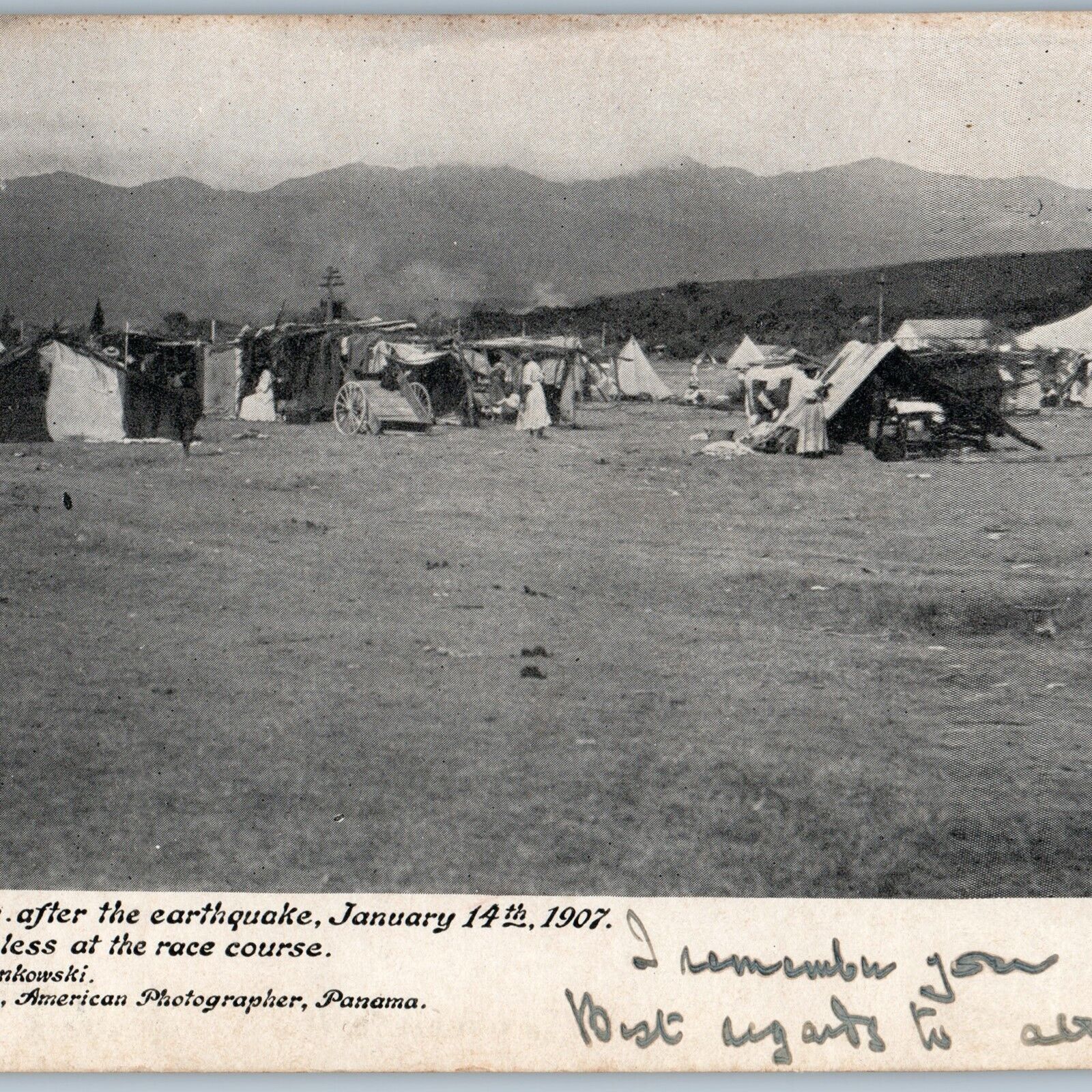 1907 UDB Kingston, Jamaica Earthquake Refugee Camp Photo Bienkowski HJ Calm A191