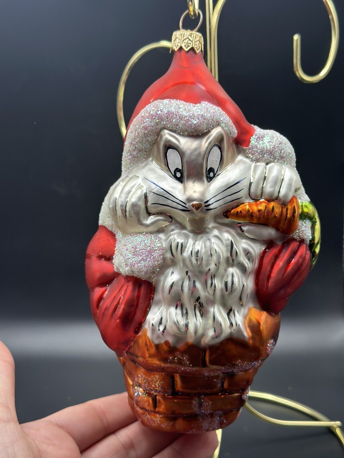 1995 Christopher Radko Warner Bros Bugs Bunny Santa Bugs VTG Glass Ornament
