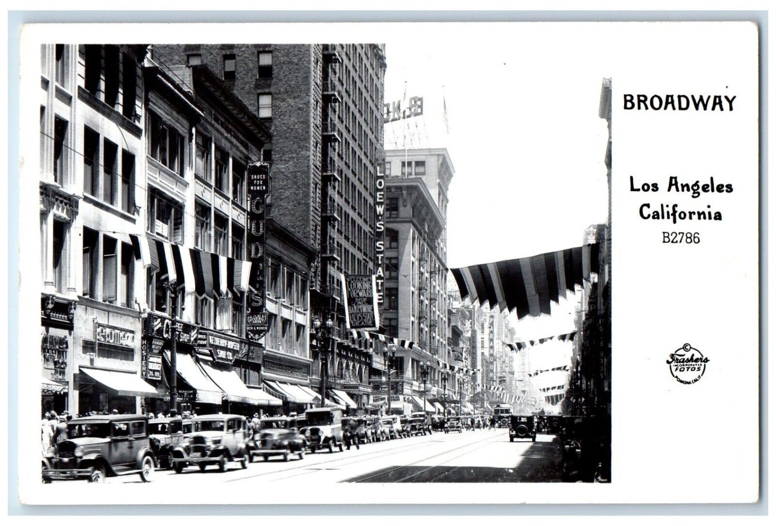 Broadway Stores Cars Los Angeles California CA Frashers RPPC Photo Postcard
