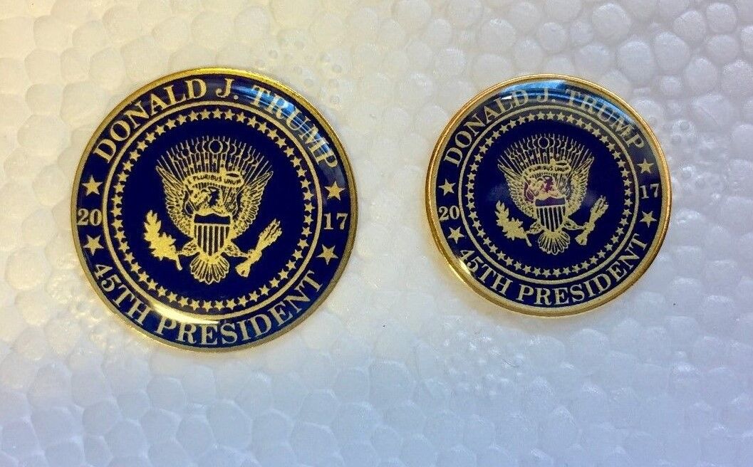 Support Donald Trump Presidential Seal 45th 2017 Lapel Pin set of 2 blue/gold