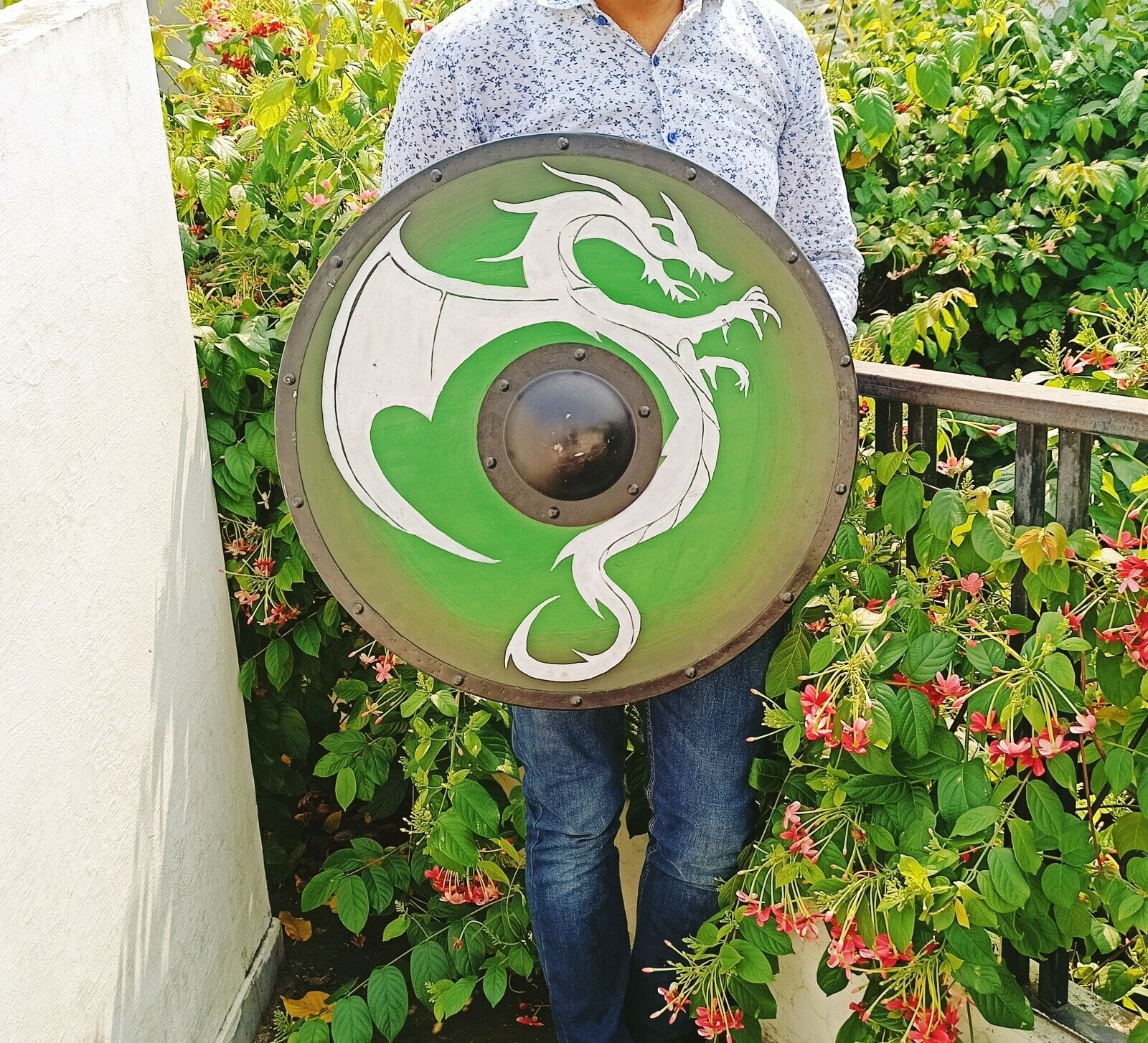 Halloween Viking Wooden Dragon Shield Dragon Prop Cosplay Medieval Armor LARP