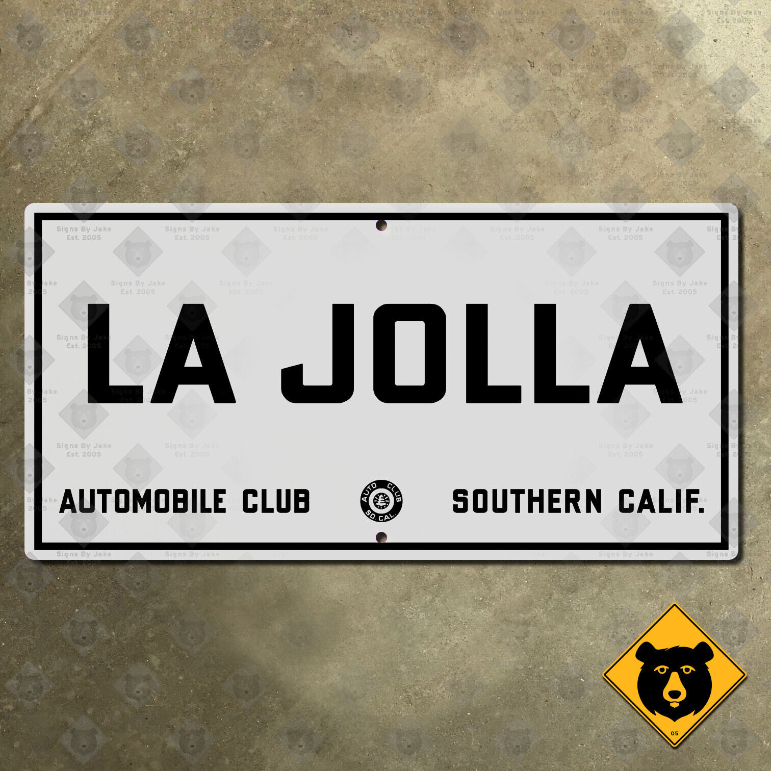 La Jolla California ACSC boundary US 101 highway road sign San Diego 1929 24x12