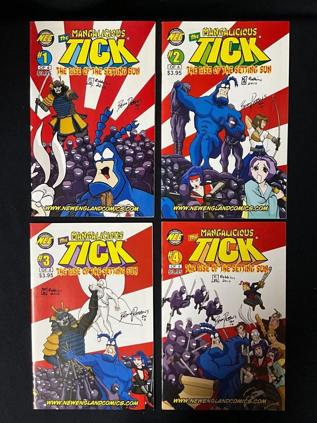 Mangalicious Tick Rise of the Setting Sun #1-4 Complete series, signed by artist