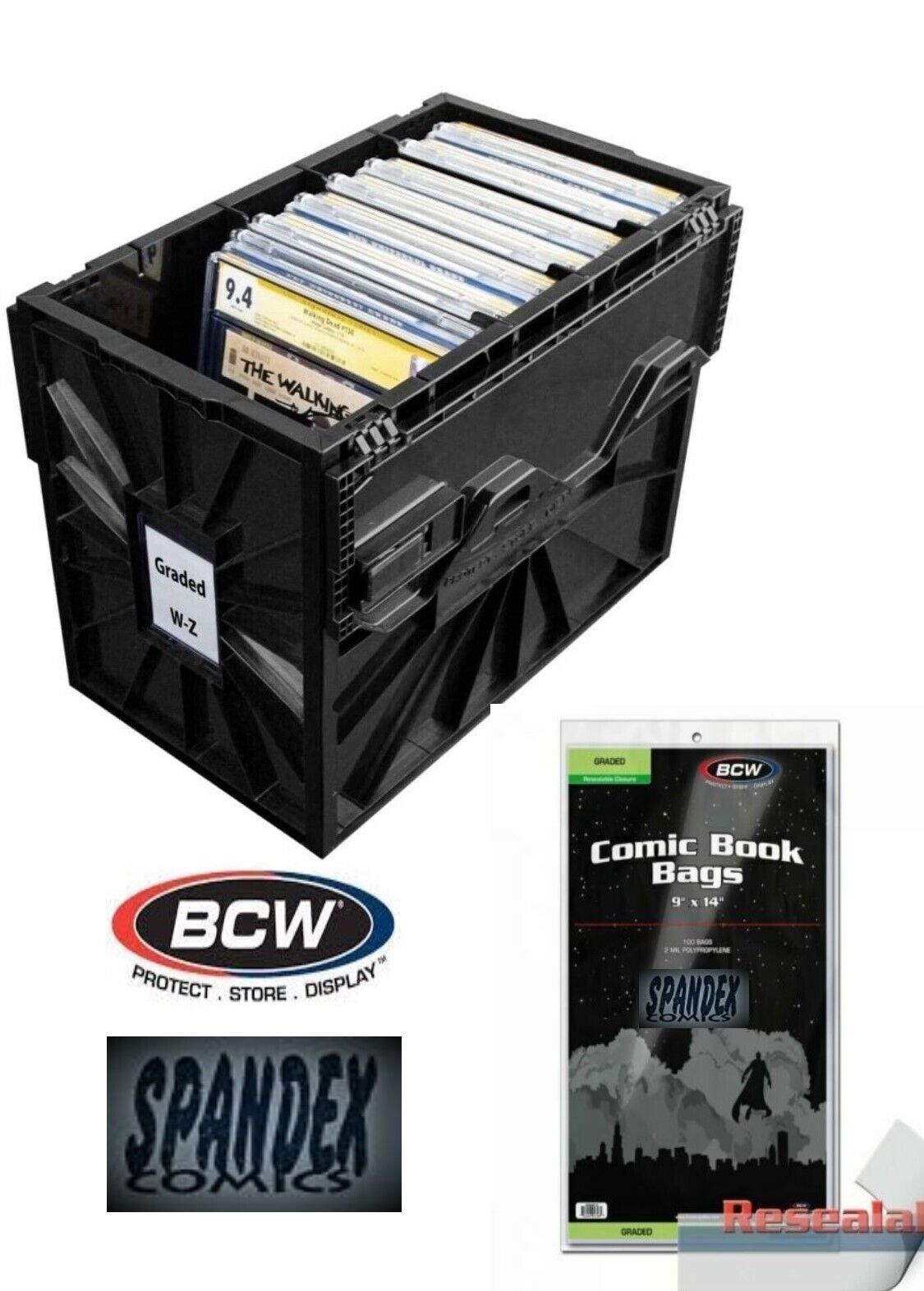 BCW Plastic CGC Graded Comic AcidFree Storage Bin + 100 BCW Resealable CGC bags