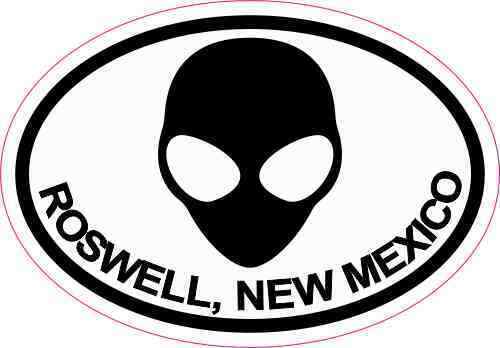 3X2 Oval Alien Roswell New Mexico Sticker Travel Luggage Decal Car Cup Stickers
